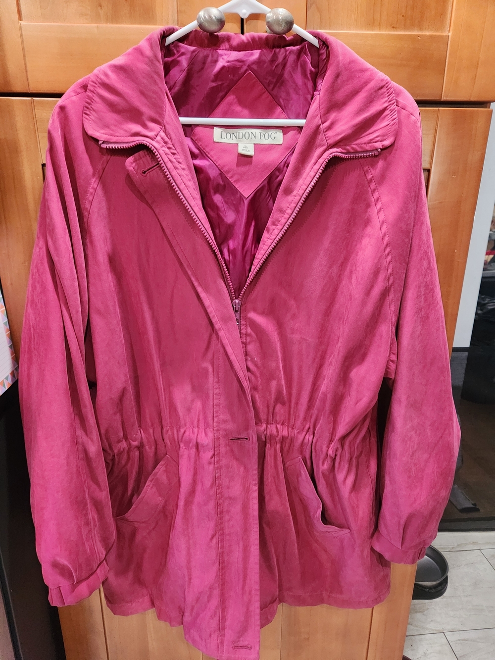 London Fog Hot Pink Hooded Utility Jacket